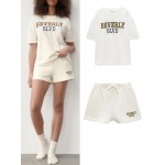 Zach AiIsa spring new age-reducing all-match sports style letter embroidery T-shirt + elastic high waist sports casual pants