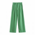 2021 Women Fashion Wide Leg Pants Linen Textured Vintage Loose trousers woman Pants y2k pantalon pour femme