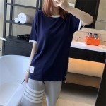 Spring and summer new tb short-sleeved T-shirt female students all-match loose and thin fashion hit color round neck top